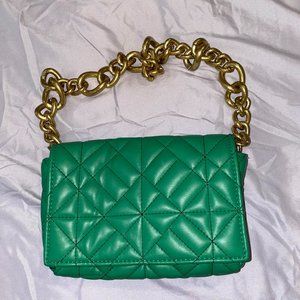 Zara Green Purse with Gold Thick Chain